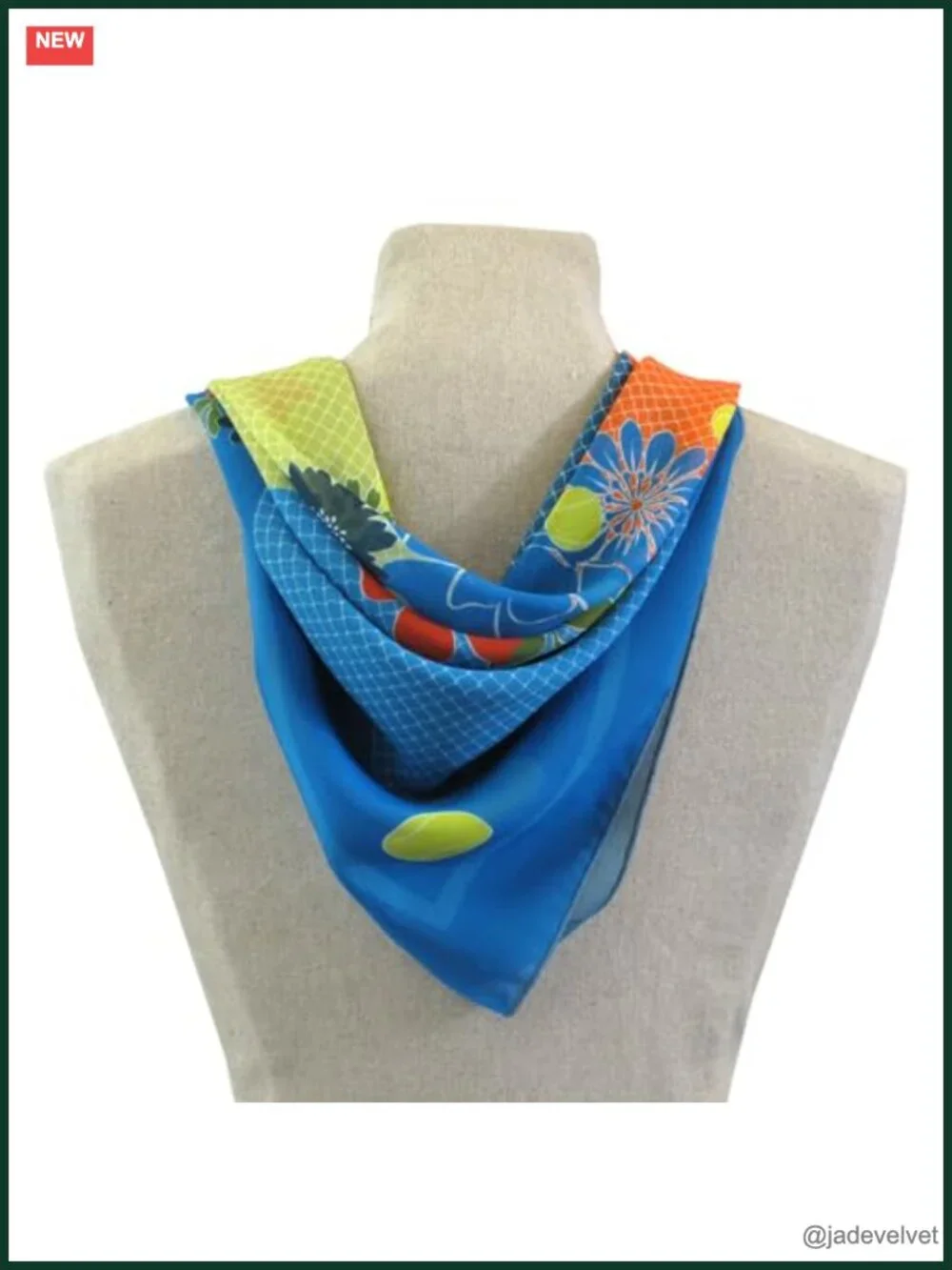 Square Floral Scarf 100% Polyester Silk-Like Tennis Theme Neck Scarf